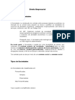 Resumo - Direito Empresarial - Sociedades Tipos