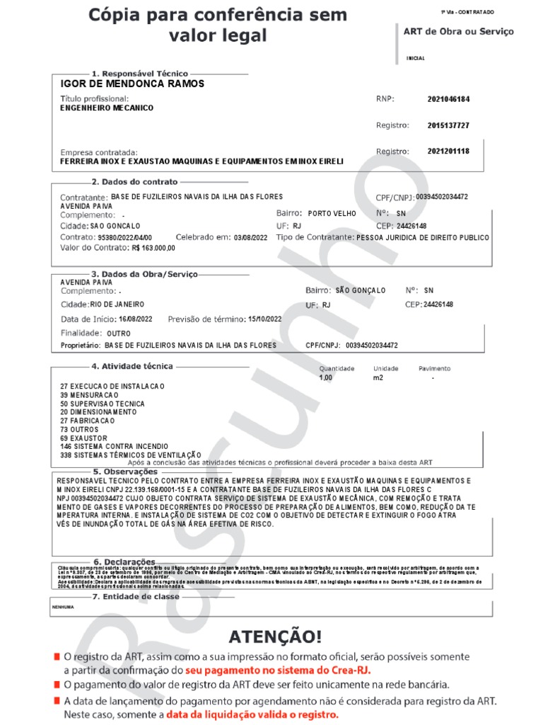 Crea-RJ - Sistema Corporativo - ANOTACAO DE RESPONSABILIDADE TECNICA ...
