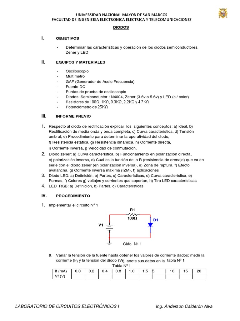 Características y Pruebas de Diodos | PDF | Diodo | Diodo emisor de luz