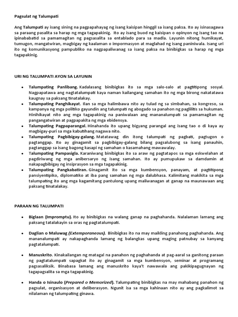 Q2 Pagsulat NG Talumpati | PDF