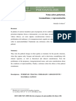 Notas sobre pubertad, traumatismo y representación en adolescentes