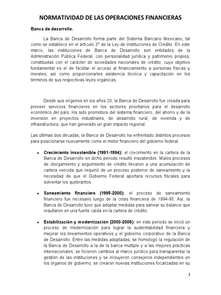 Normatividad de la Banca de Desarrollo en México | PDF | Bancos | México