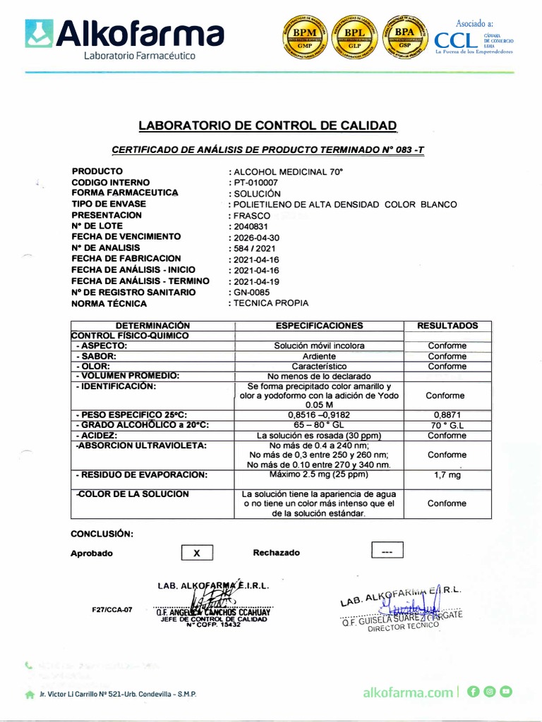 Alcohol De 70 X 500 Ml