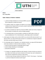 Logística y cálculo de trabajo, potencia y energía