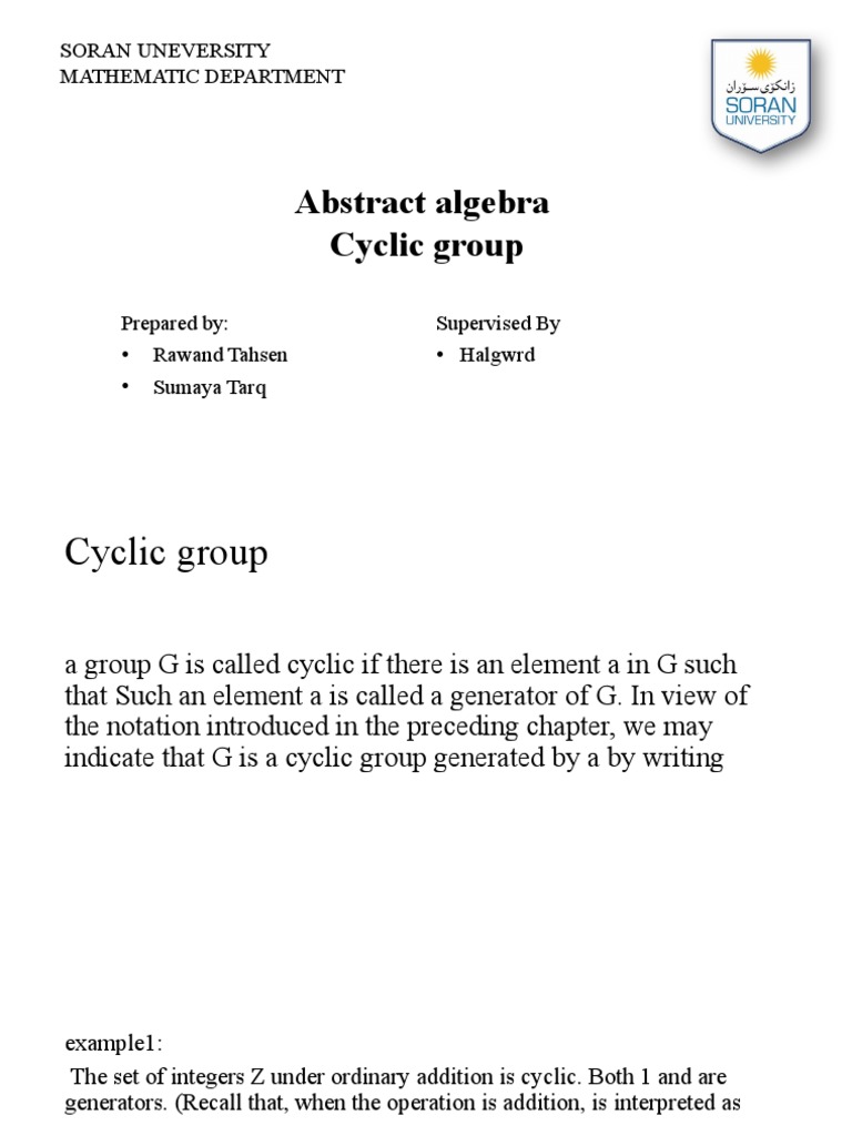 Understanding Cyclic Groups in Algebra | PDF