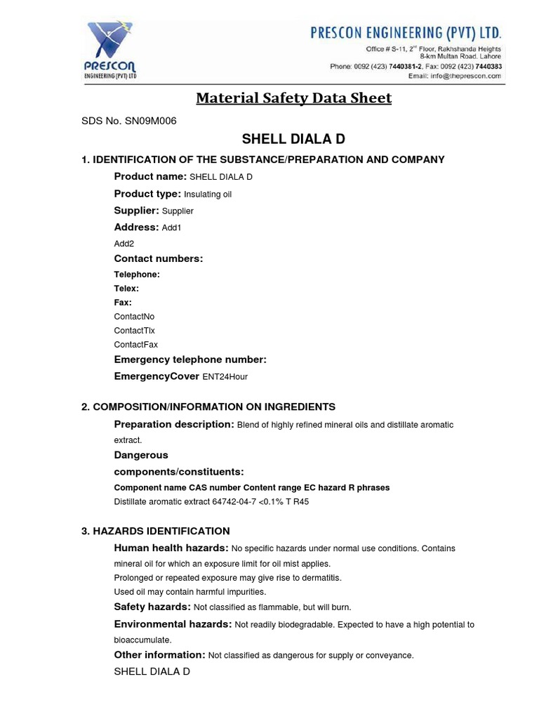 MSDS PDF Toxicity Hazards