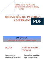 Definición de Partidas y Metrados