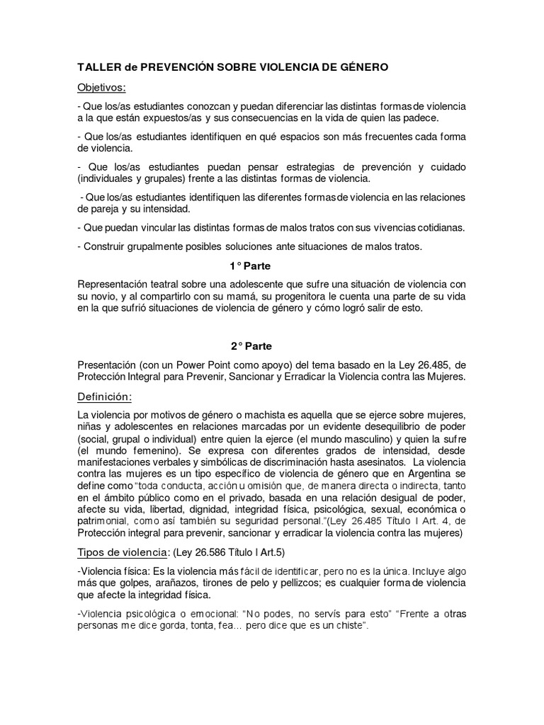 Taller Violencia de Genero | PDF | La violencia contra las mujeres