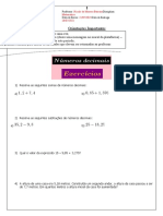 Exercício sobre números decimais -1 -Matemática