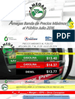 Precios máximos de gasolinas y diesel julio 2016
