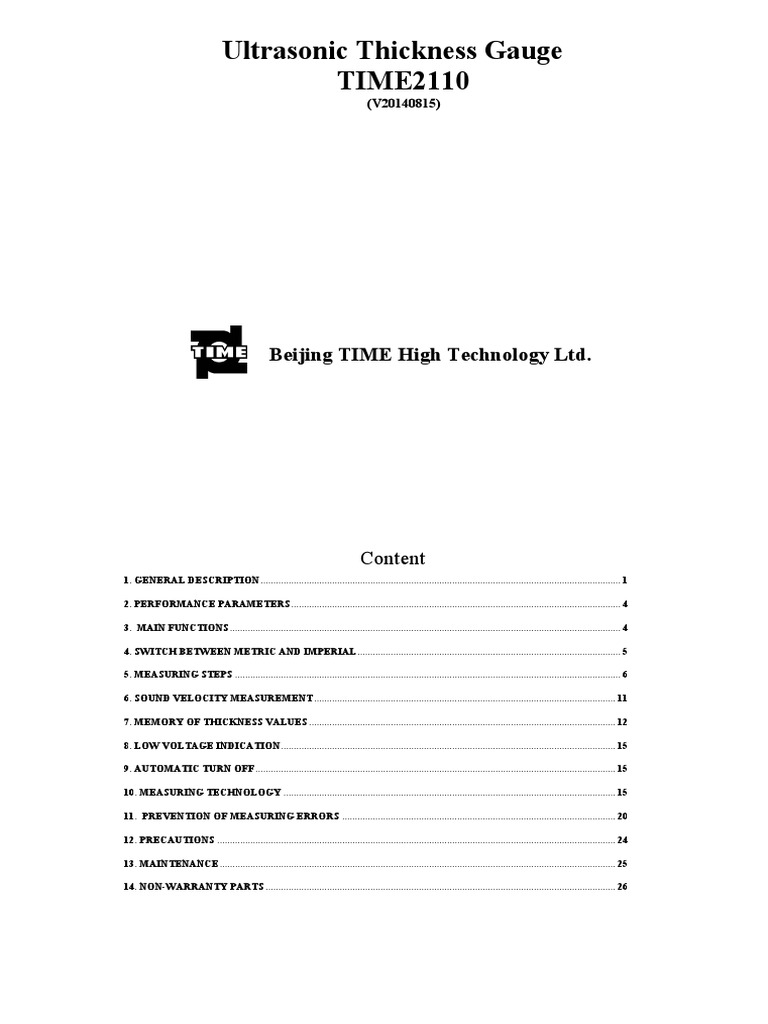 Manual Ultrasonic Wall Thickness Material Thickness Gauge Instruction