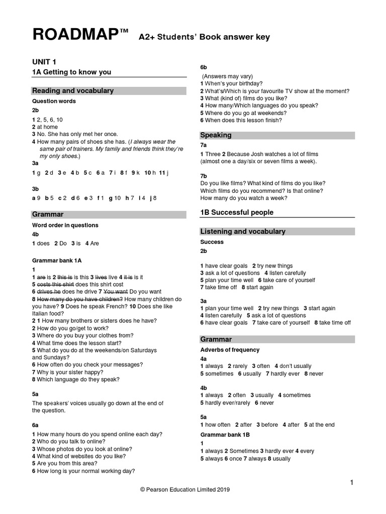 Sb Units 1 2 Key Pdf Linguistics Languages