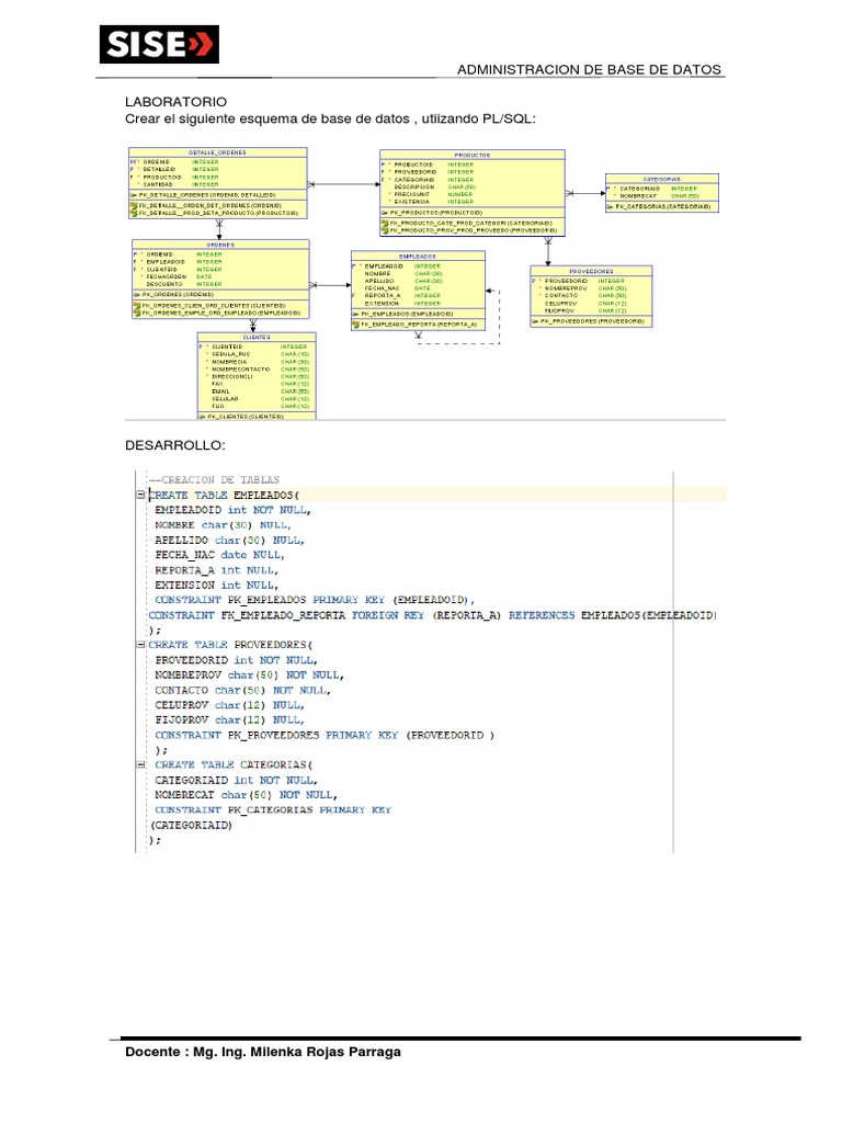 Esquema de Base de Datos en PL/SQL | PDF | SQL | Bases de datos
