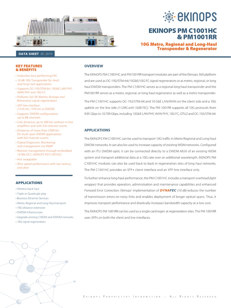 02ds PM - c1001hc PM - 1001rr Ekinops | PDF | Wavelength Division ...