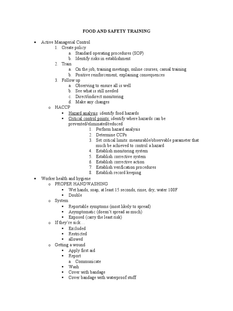 Food and Safety Training | PDF | Foods | Pathogen