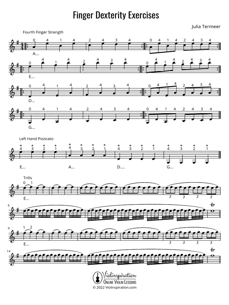 Violinspiration Finger Dexterity Exercises PDF String Instruments