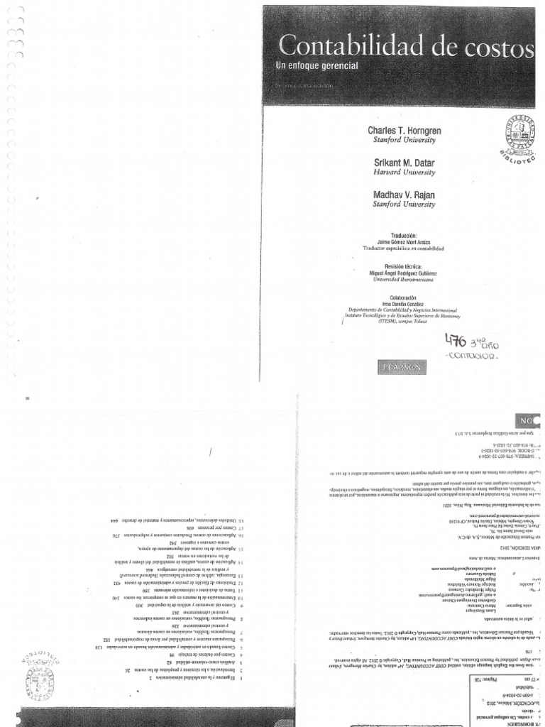 Contabilidad de Costos Un Enfoque Gerencial - Horngren - (14ta Edicion ...