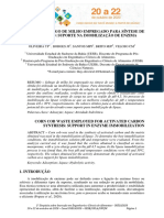 Resíduo de Sabugo de Milho Empregado para Síntese de Carvão Ativado: Suporte Na Imobilização de Enzima