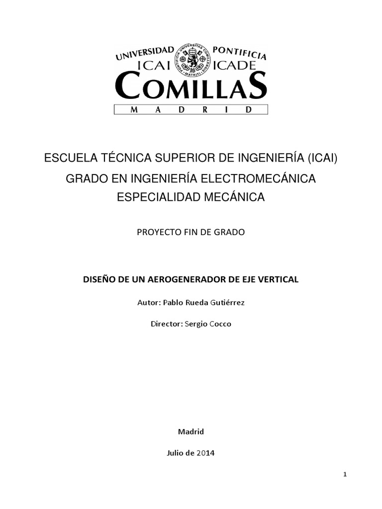 Diseño de Aerogenerador Eje Vertical | PDF | Energía eólica | Generador ...