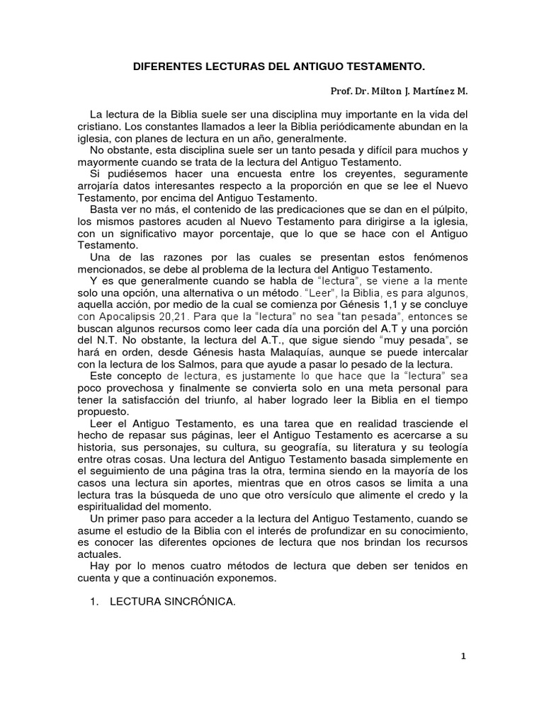 Métodos de Lectura del Antiguo Testamento | PDF | Biblia | Viejo Testamento