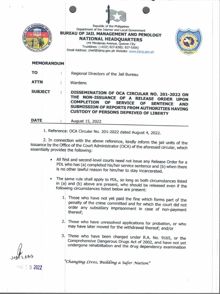 OCA Circular With Attachements | PDF
