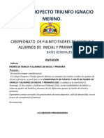 Bases Generales Fulbito y Voley de Octubre Proyecto Triunfo Ignacio Merino. 2022.