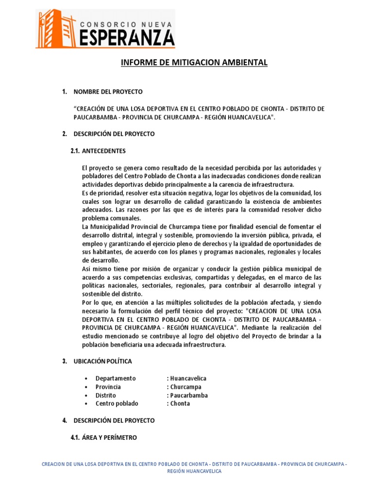 21 Informe de Mitigacion Ambiental | PDF | Entorno natural | Residuos