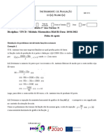 Ficha de Exercícios Resolução de Problemas Utilizando Funções Racionais