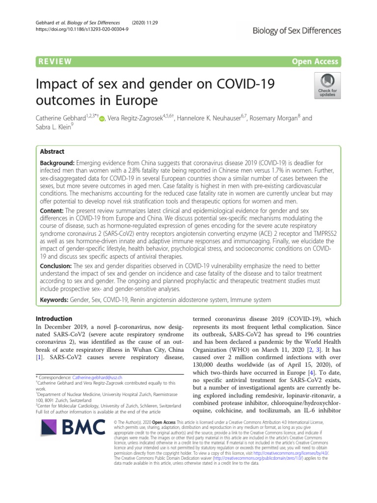 Impact of Sex and Gender On COVID-19 | PDF | Immune System | Virus