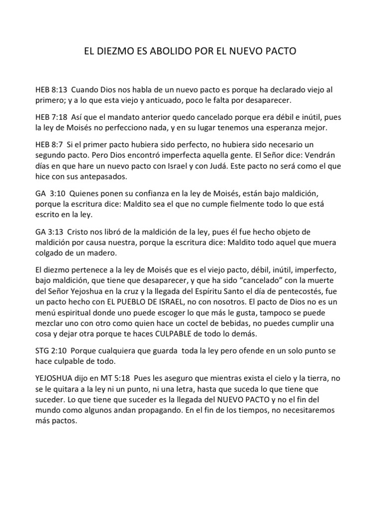 El Diezmo y su Abolición en la Biblia | PDF | Sacerdote | espíritu Santo