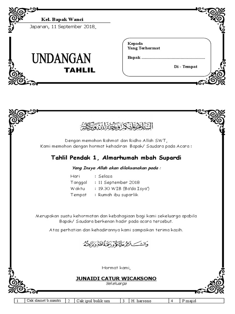 Model Undangan Seri 2b 40 Hari | PDF