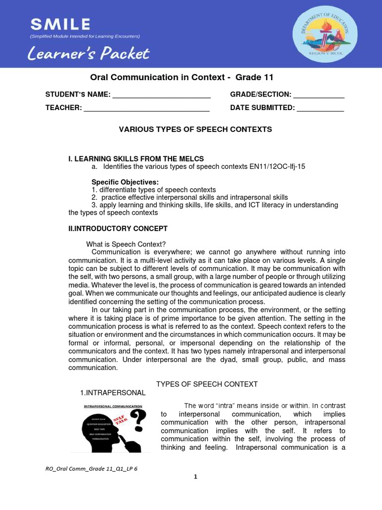 Types of Speech Contexts in Communication | PDF | Communication | Media ...