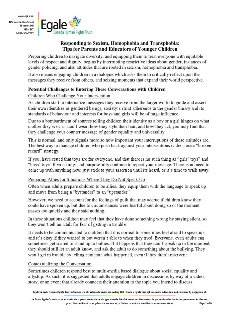 k12 Safeandcaring PDF Responding Sexism Homophobia Transphobia | PDF ...