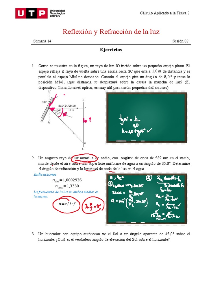 S14 S1 Ejercicios Luz Pdf Ligero Espejo