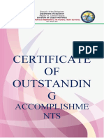 Certificate of Outstanding Accomplishments