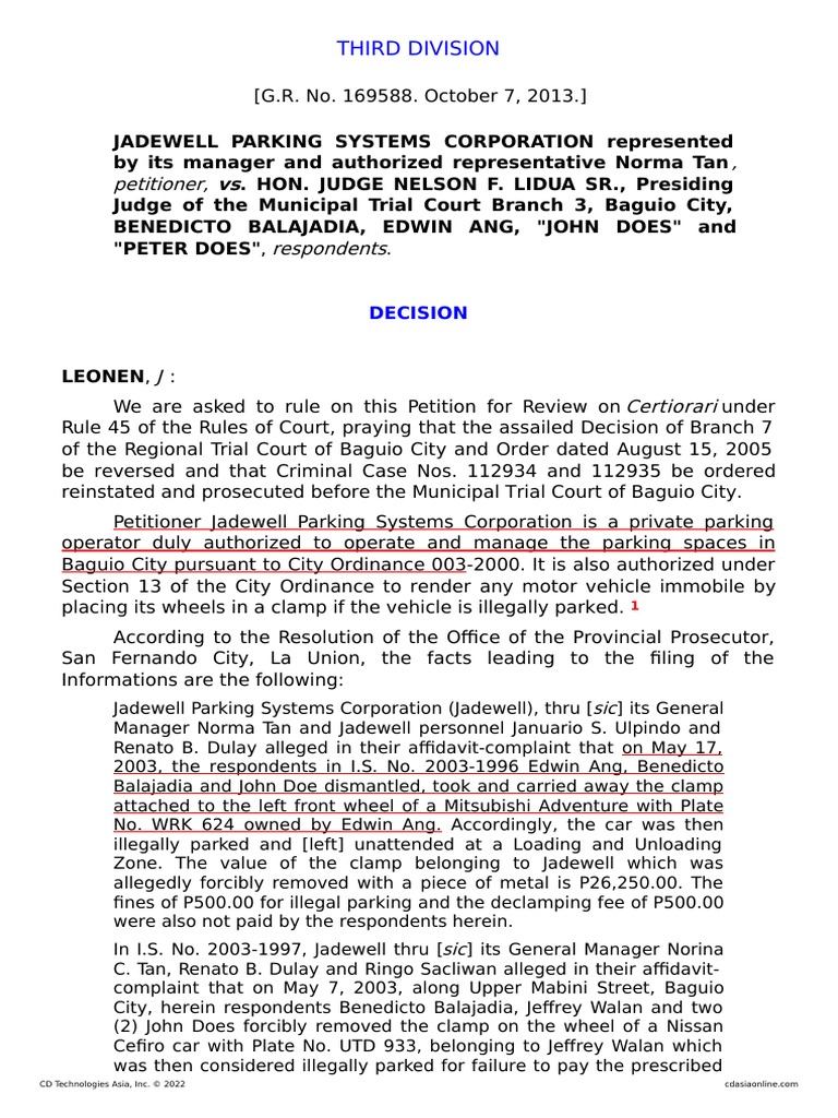Parking clamp dispute case dismissed PDF Statute Of Limitations