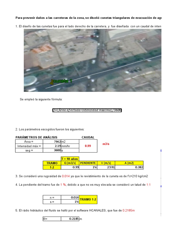 Diseño de Cuneta en Excel y H Canales Ing - Winston Rojas | PDF ...