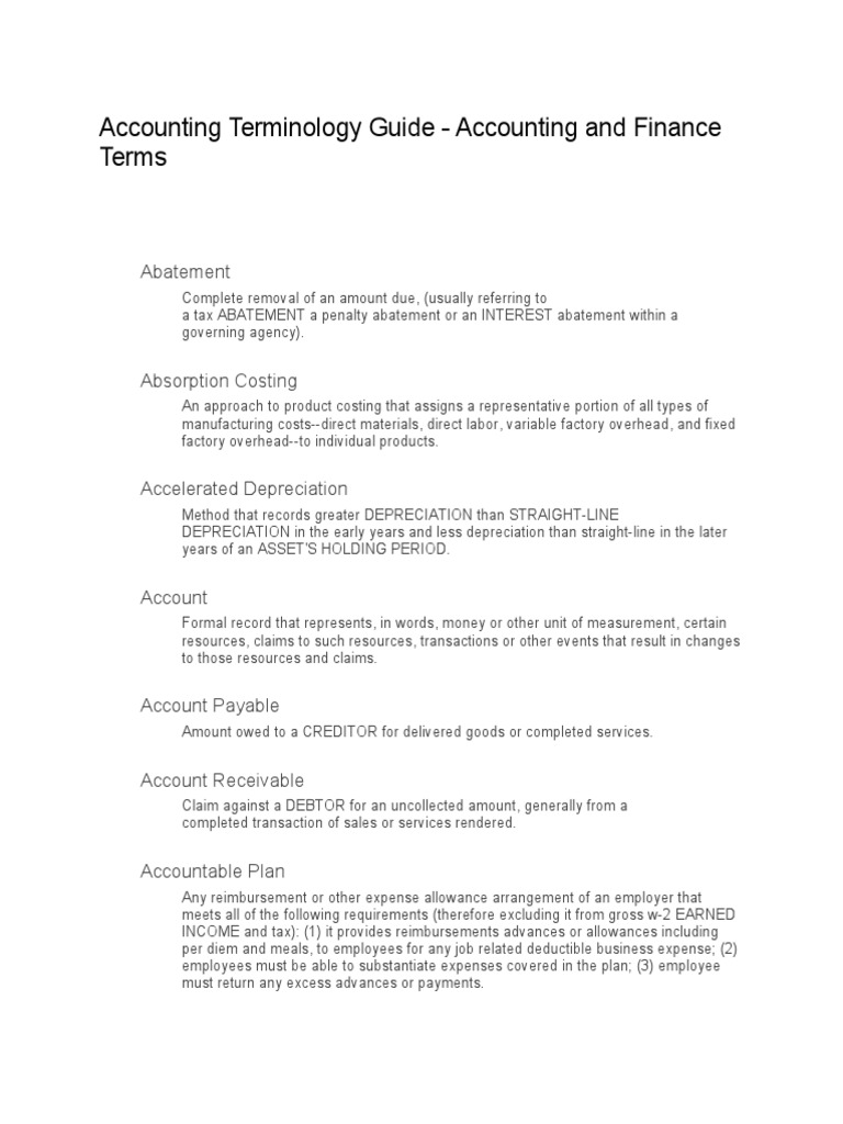 Accounting Terminology Guide PDF | PDF | Accounting | Depreciation