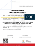 Certificación Por Competencias Laborales: Avila Campoverde Joseline Tamara - 0106022429