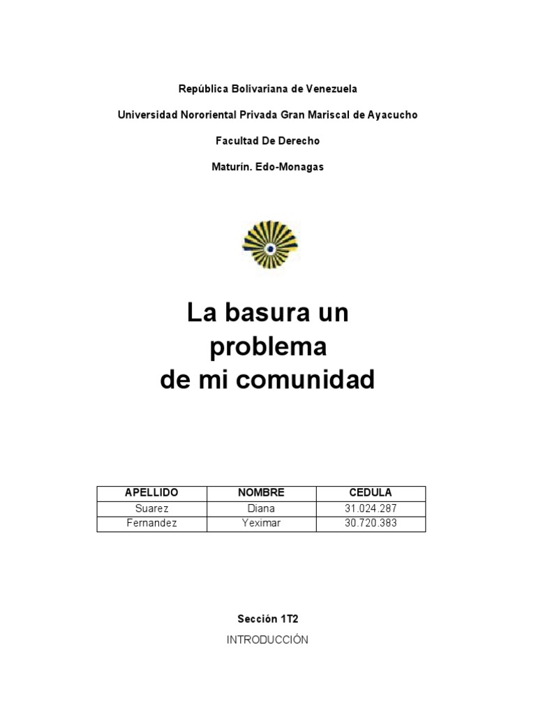 La Basura Un Problema en Mi Comunidad | PDF | Residuos | Impacto humano ...
