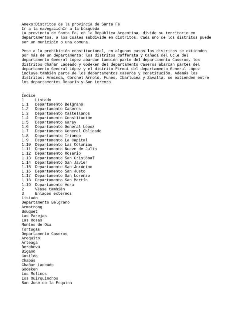 ) Distritos de La Provincia de Santa Fe PDF Argentina