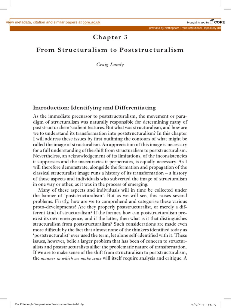 From Structuralism To Poststructuralism Introduction Identifying and