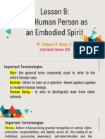 Lesson 9 - The Human Person As An Embodied Spirit - Hand Outs