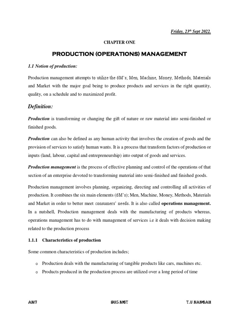 Production Management Overview and Techniques | PDF | Lean ...