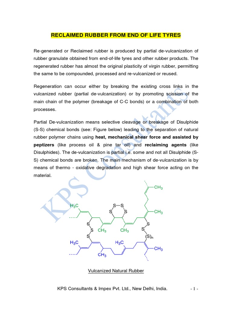 Project Consultancy For Reclaimed Rubber | PDF | Natural Rubber | Extrusion