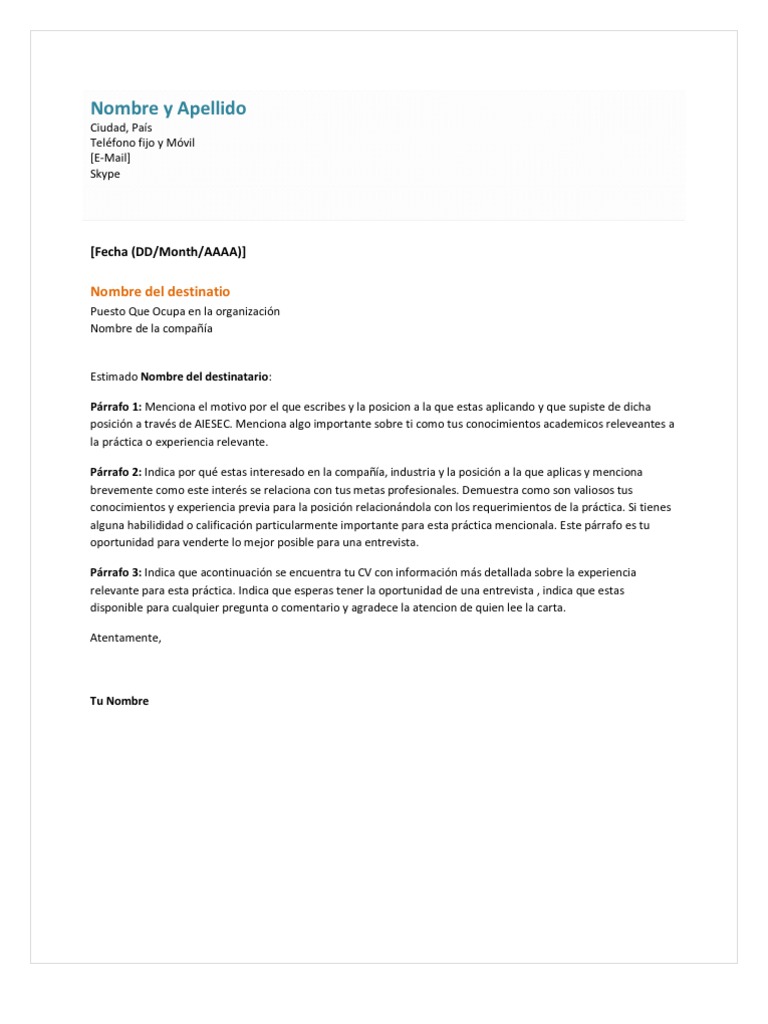 Cover Letter Example Comunicaci n Inform tica Y Tecnolog a De La 
