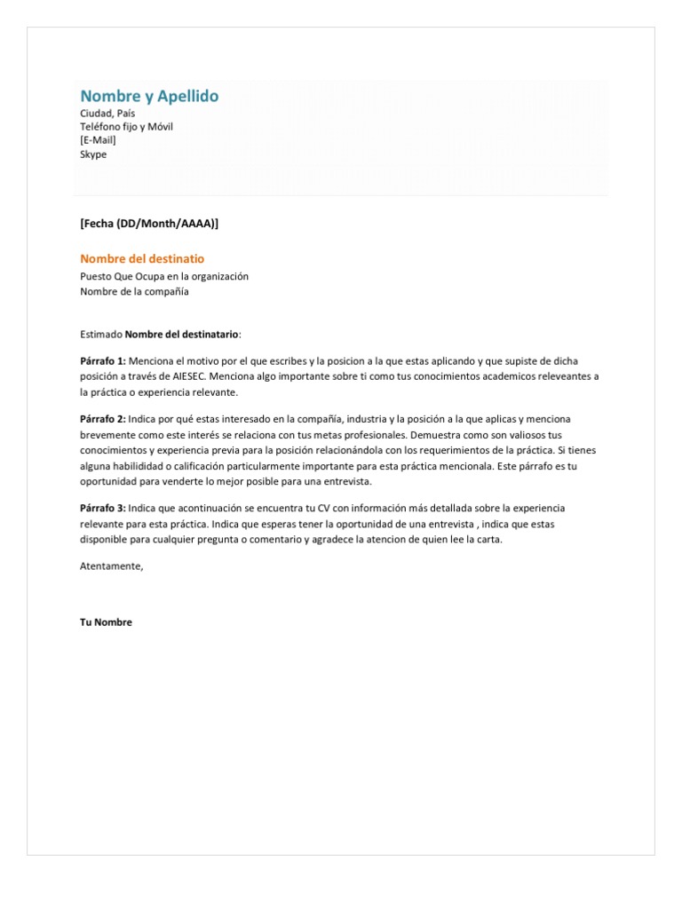 Cover Letter Example Comunicación Informática Y Tecnología De La