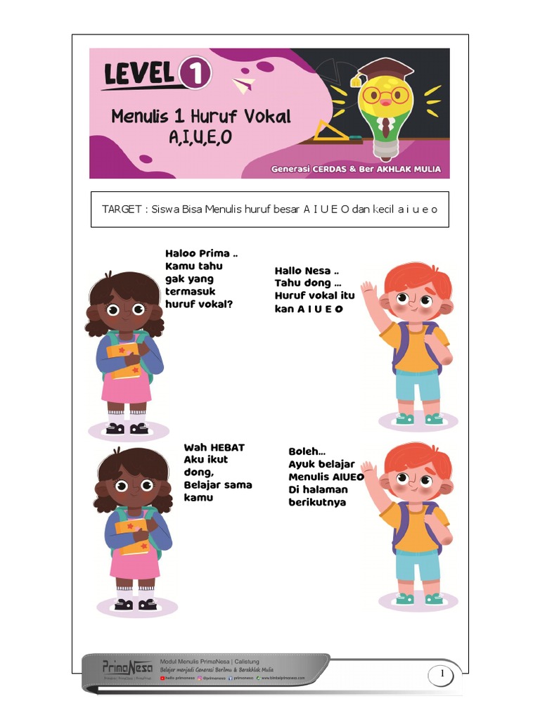 MENULIS HURUF VOKAL | PDF