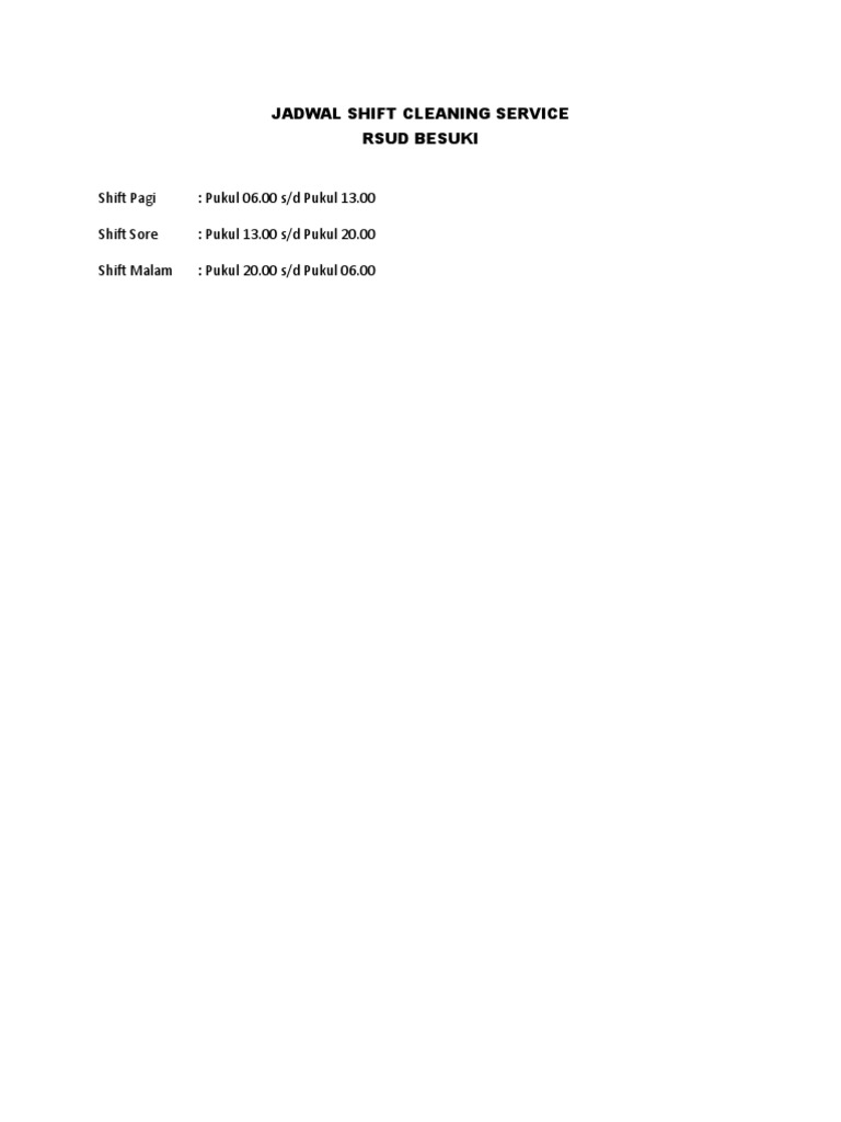 Jadwal Shift Cleaning Service PDF