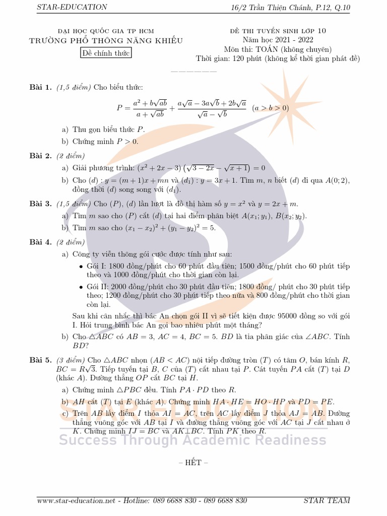 2021 - PTNK - Toan KC - DA | PDF